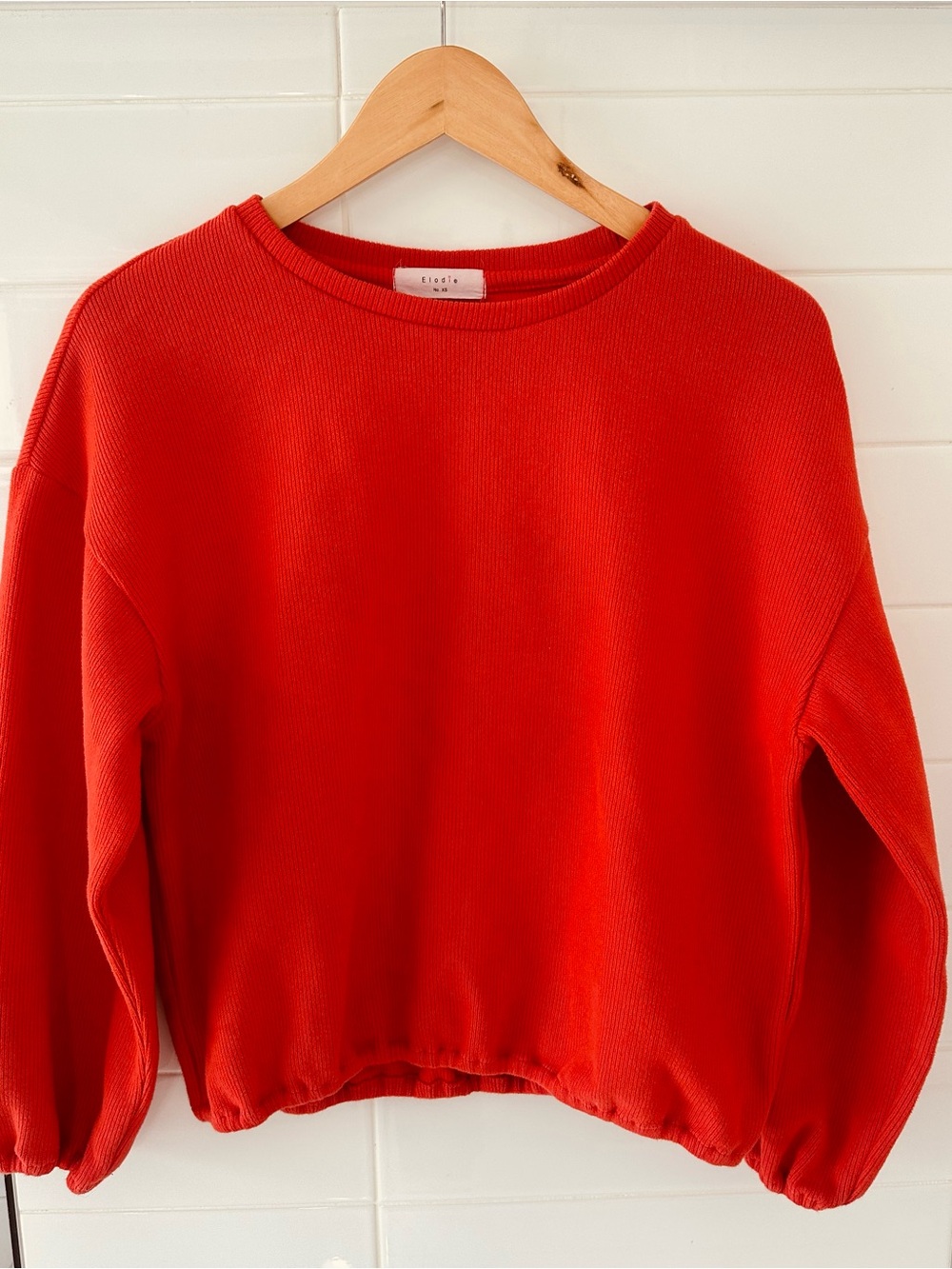 Elodie Crewneck Sweater in Tomato Red
